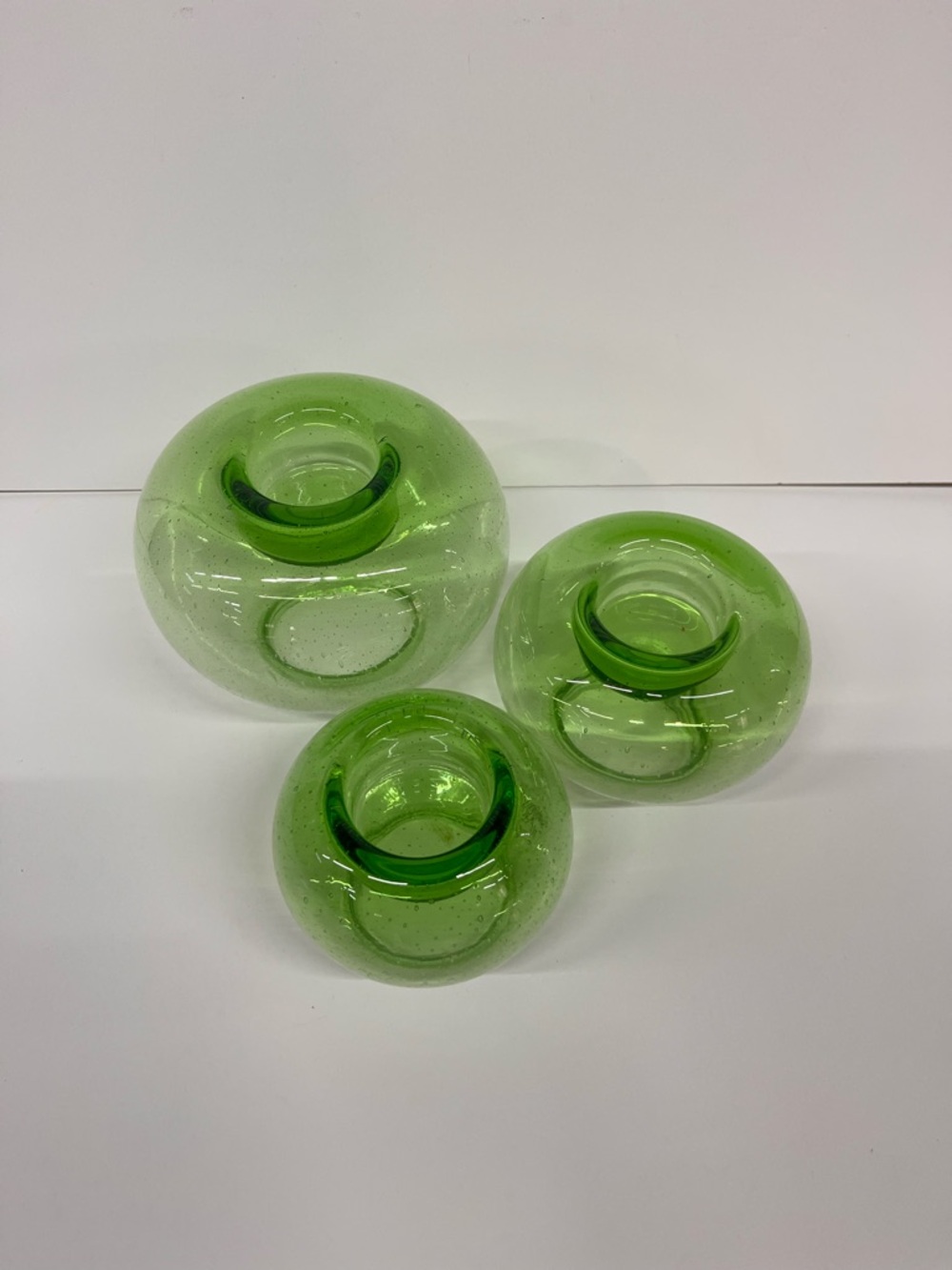 Southern Living Green Blown Glass Bubble Vases - Set of 3